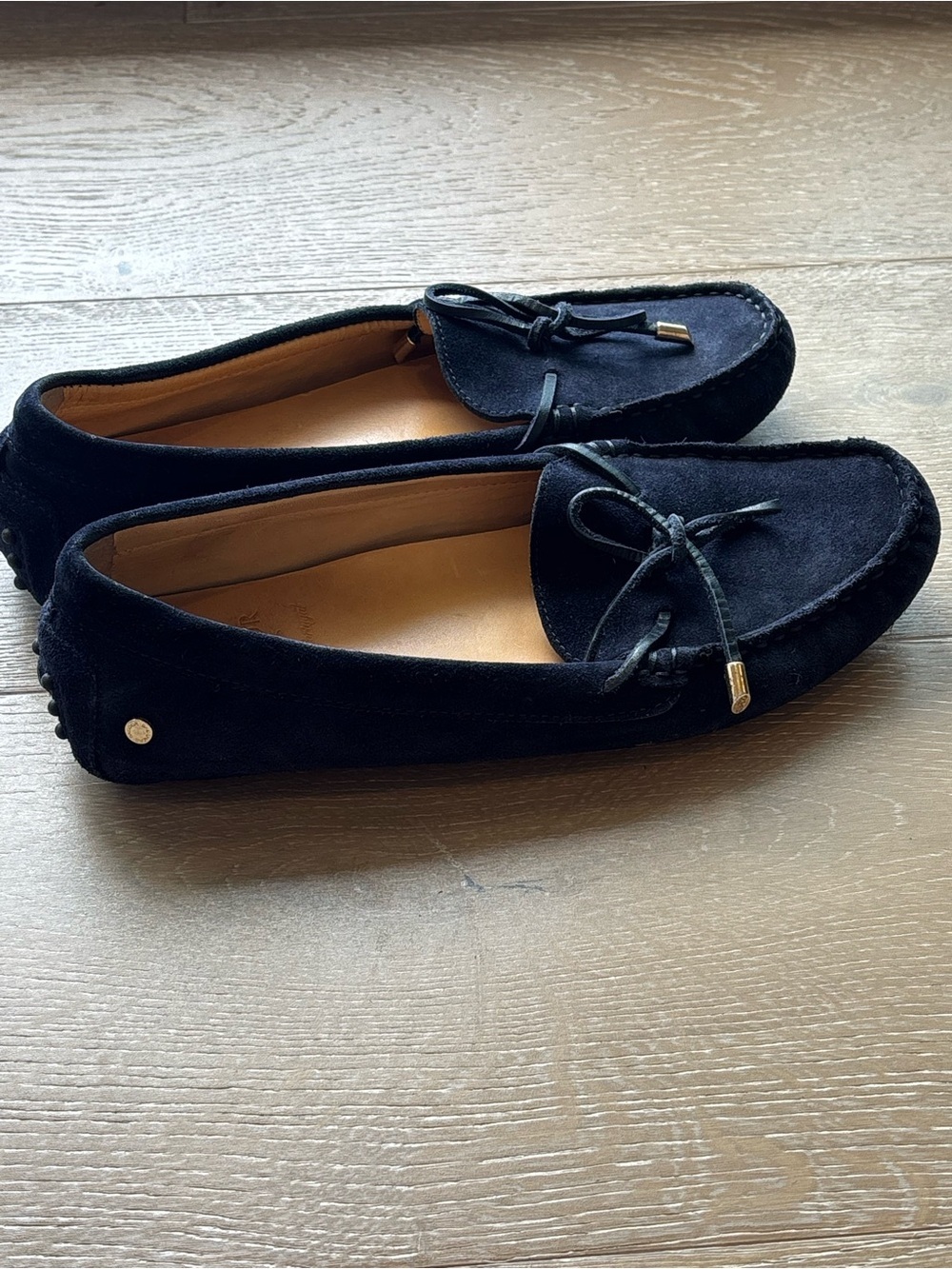Sacoor Brother’s Navy Suede Bow Moccasin Loafers - Picture 2 of 7